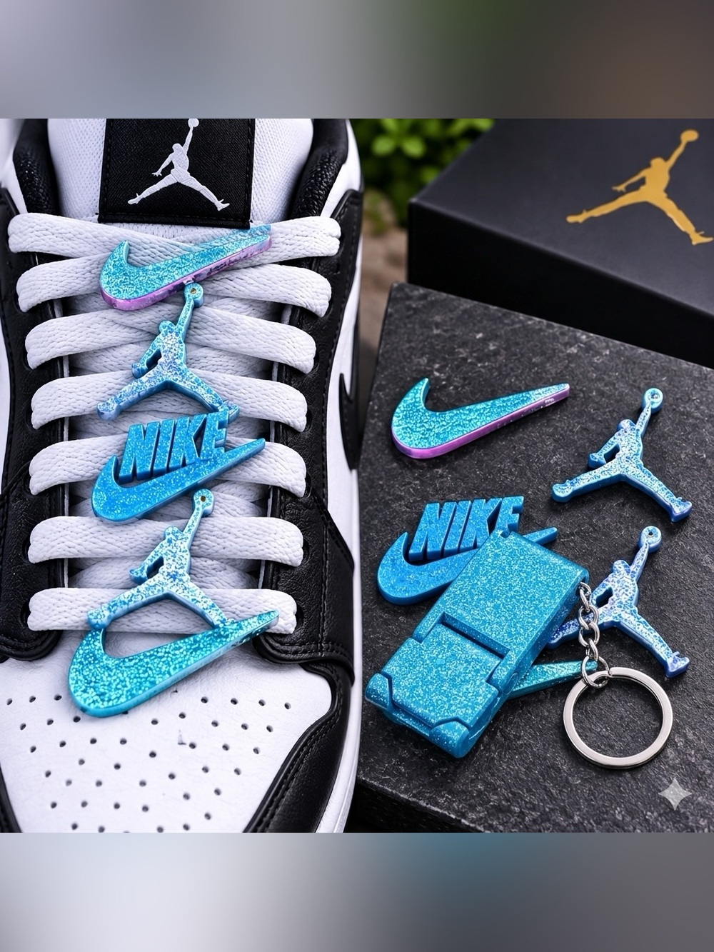 Blue Shoe Charms and Cell Phone keychain Accessories Set